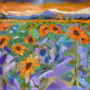 Girasoles al atardecer